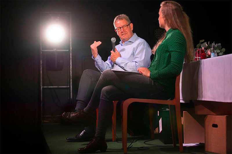 Interview med Poul Nyrup Rasmussen på Blaagaard Teater, 2019. Foto: Brian Berg 